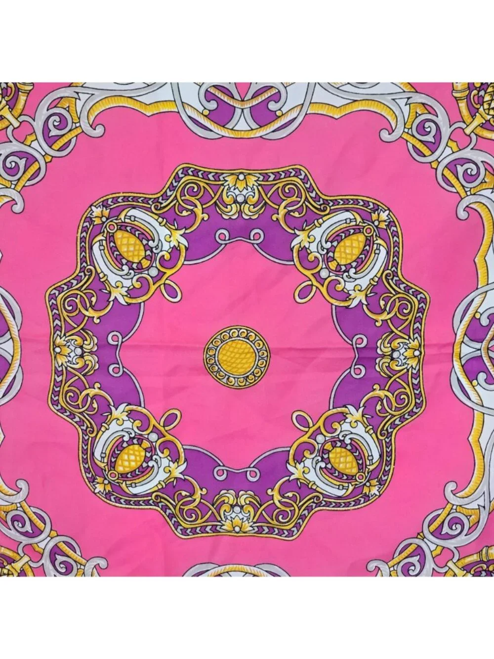 Vintage 90s Pink Purple Abstract Crown Scarf Women Accessories Colorful Square